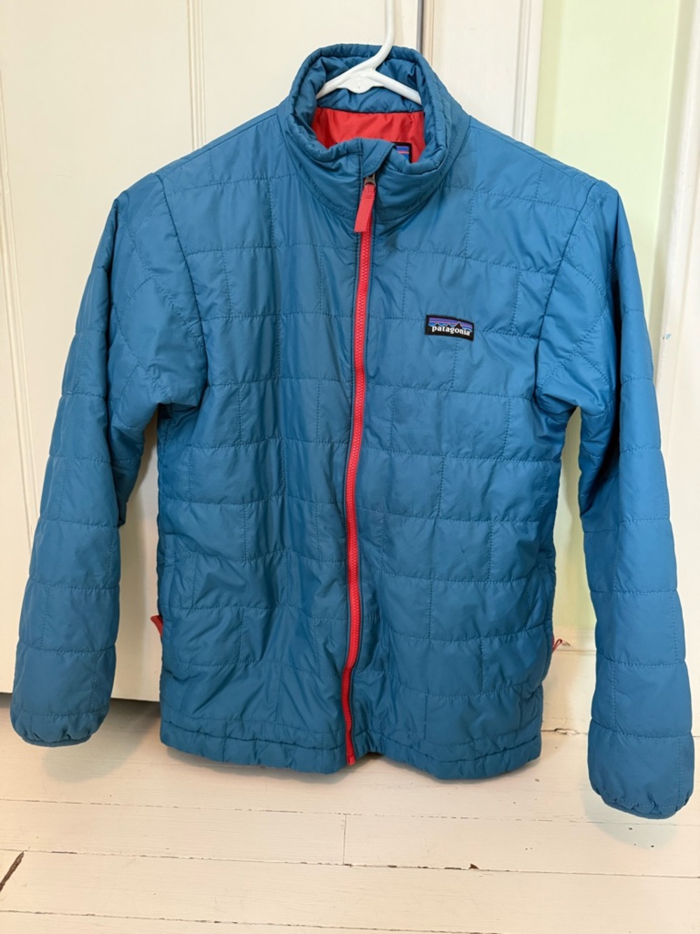 Patagonia Kids Nano Puff Jacket Blue with Red Trim
